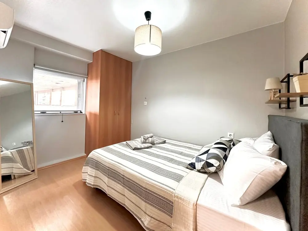 Bedroom of the waterfront apartment in Agios Nikolaos, Crete